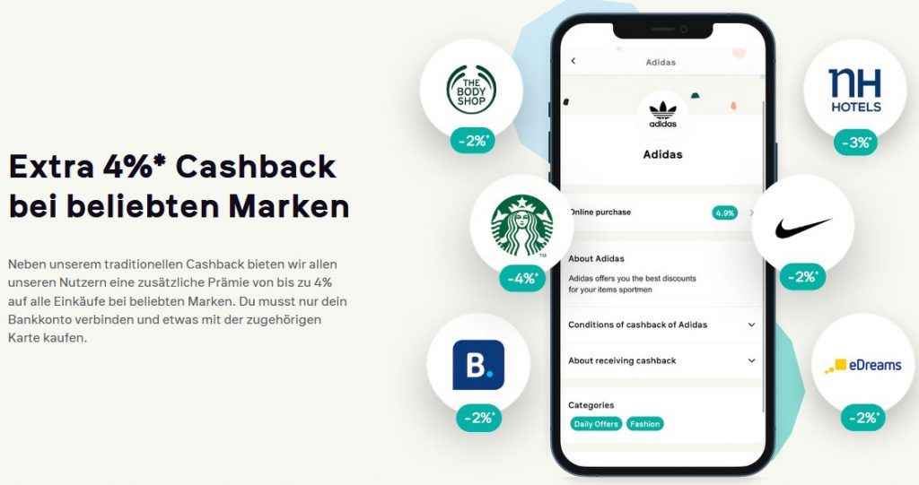 Cashback App beliebte Marken