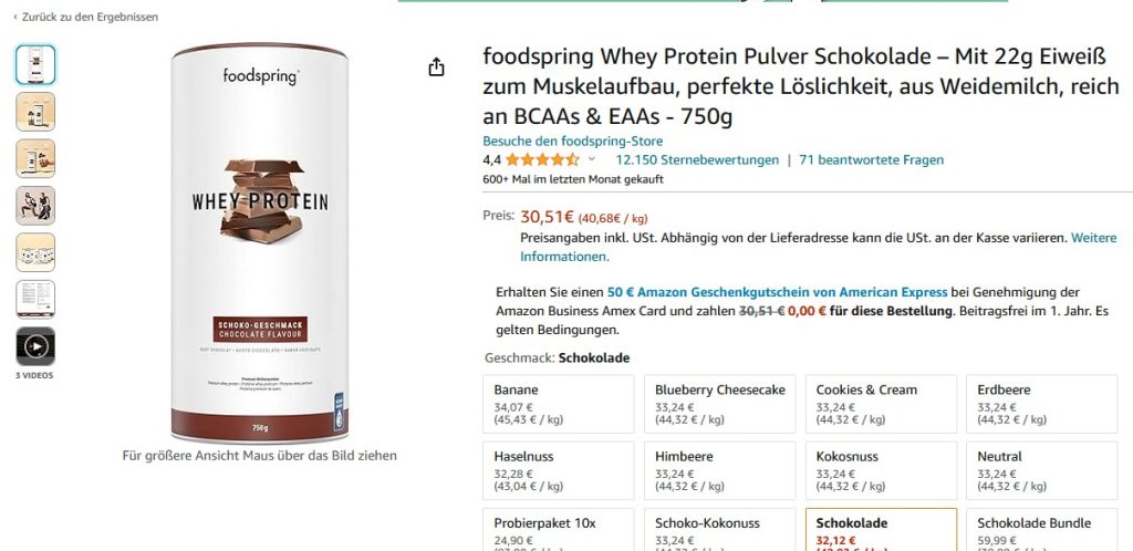 foodspring Whey Protein Schokolade